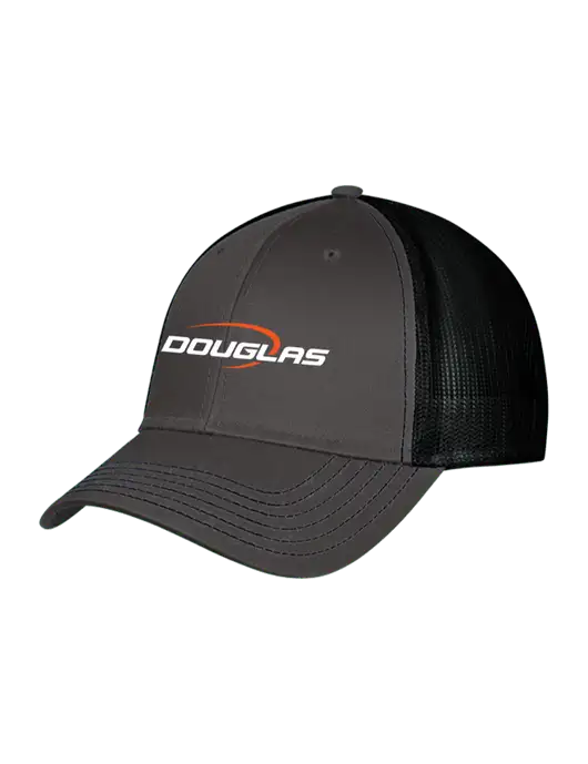 Charcoal & Black Mesh Trucker Cap Snap Back w/Douglas Machine Logo