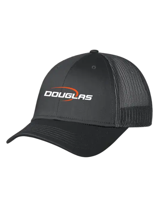Charcoal Mesh Trucker Cap Snap Back w/Douglas Machine Logo