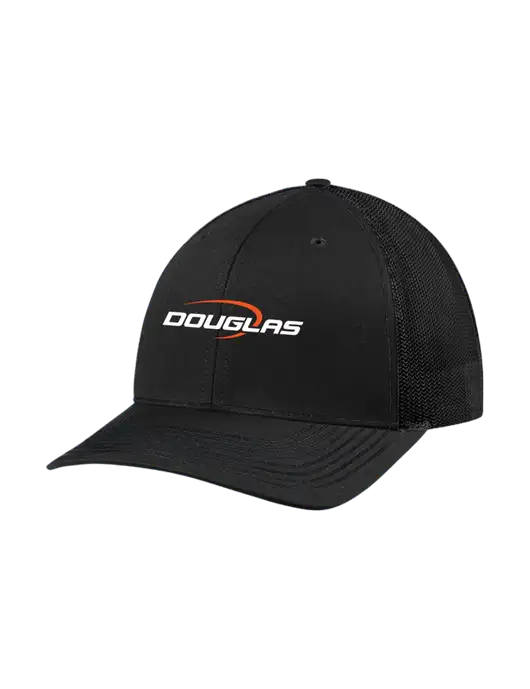Richardson Adjustable Snapback Original 112 Trucker Cap Black w/Black Mesh w/Douglas Machine Logo