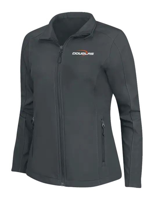 Charcoal Grey Womens Core Soft Shell Jacket w/Douglas Machine Logo