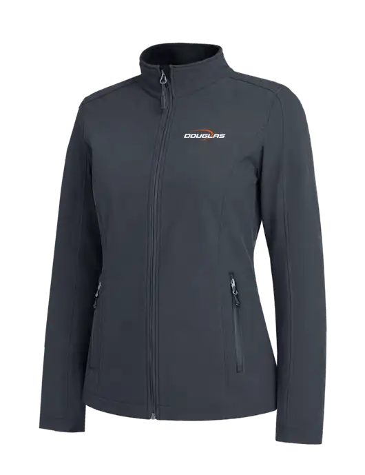 Charcoal Grey Womens Core Soft Shell Jacket w/Douglas Machine Logo