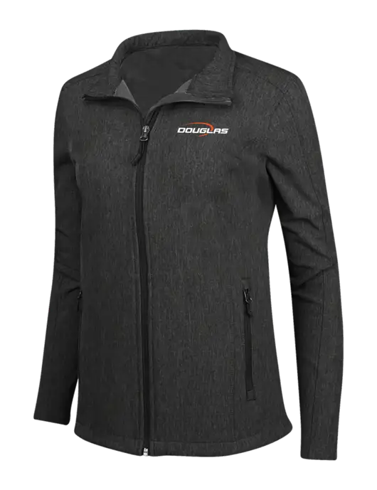 Black Charcoal Heather Womens Core Soft Shell Jacket w/Douglas Machine Logo
