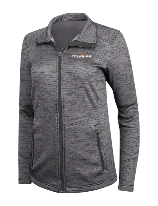 Womens Dark Grey Digi Stripe Fleece Jacket w/Douglas Machine Logo