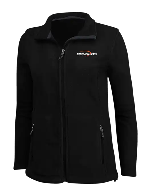 Womens Black Fleece Jacket w/Douglas Machine Logo
