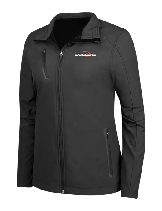 Black Womens Welded Softshell Jacket w/Douglas Machine Logo
