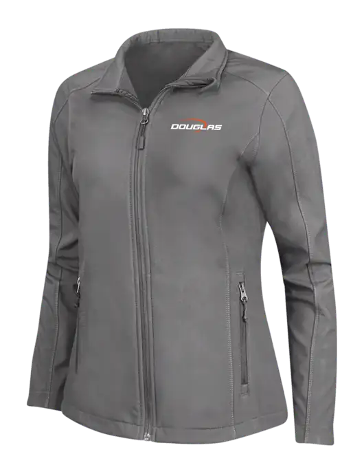 Medium Grey Womens Core Soft Shell Jacket w/Douglas Machine Logo