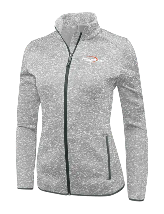 Grey Heather Womens Sweater Fleece Jacket w/Douglas Machine Logo