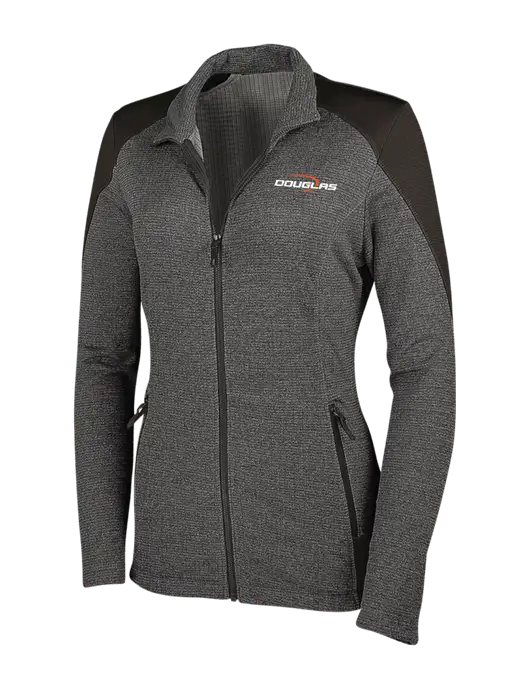 Medium Grey Heather Womens Grid Fleece Jacket w/Douglas Machine Logo