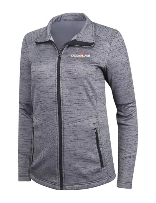 Medium Grey Womens Digi Stripe Fleece Jacket w/Douglas Machine Logo