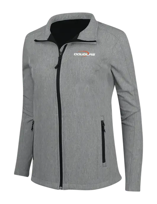 Medium Grey Heather Womens Core Soft Shell Jacket w/Douglas Machine Logo