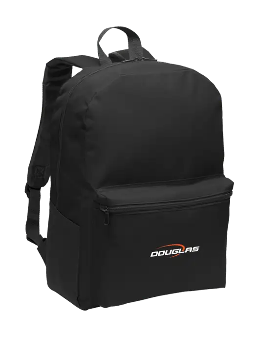 Casual Black Lightweight Laptop Backpack w/Douglas Machine Logo