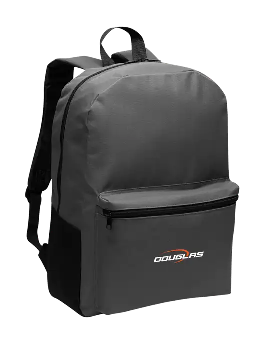 Casual Dark Charcoal Lightweight Laptop Backpack w/Douglas Machine Logo