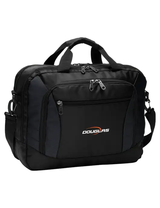 Commuter Black Laptop Briefcase w/Douglas Machine Logo