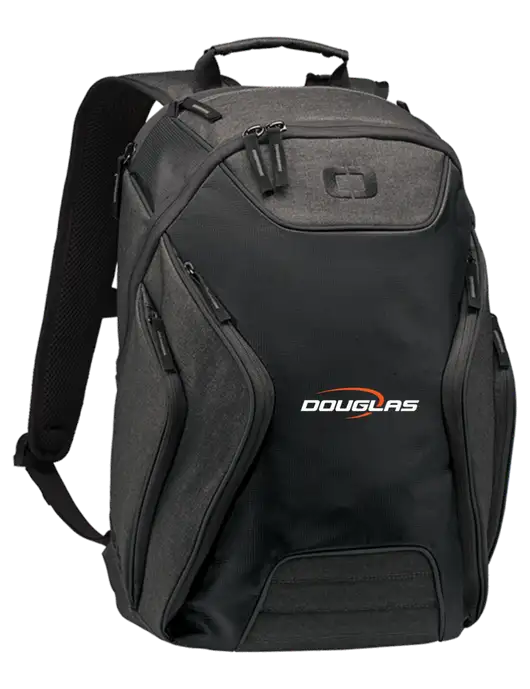 OGIO Black/Heather Grey Hatch Laptop Backpack
 w/Douglas Machine Logo