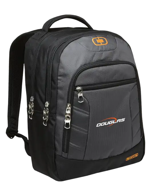 OGIO Dark Grey/Orange Colton Laptop Backpack
 w/Douglas Machine Logo