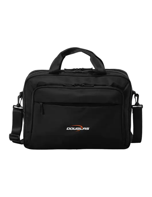 Travel Exec Black Laptop Briefcase w/Douglas Machine Logo