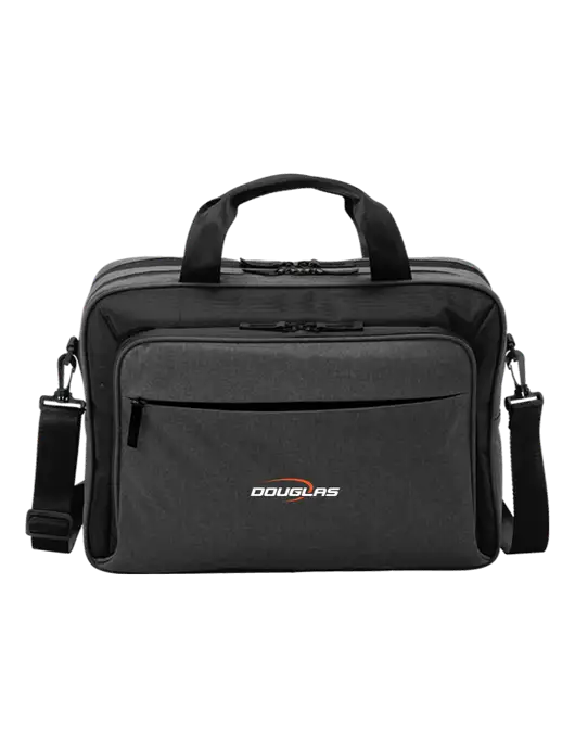 Travel Exec Graphite Heather/Black Laptop Briefcase w/Douglas Machine Logo