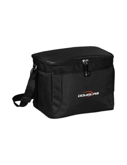 12 Can Black/Black Cube Cooler  w/Douglas Machine Logo