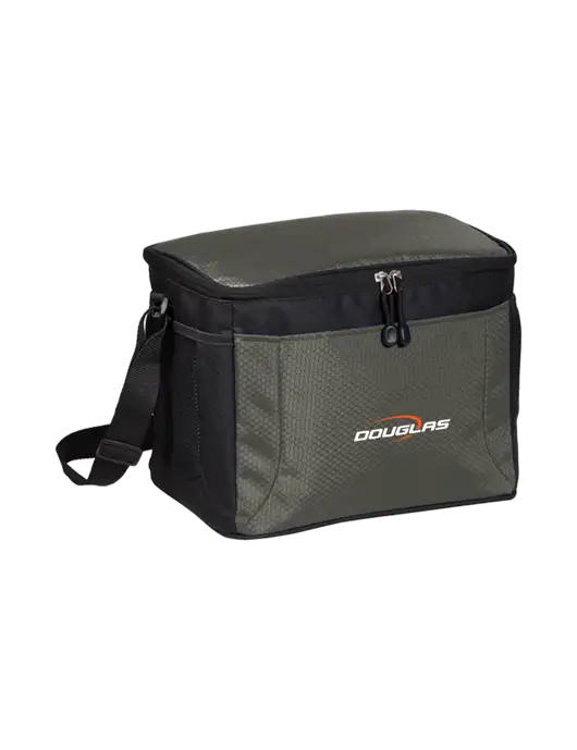 12 Can Grey/Black Cube Cooler w/Douglas Machine Logo