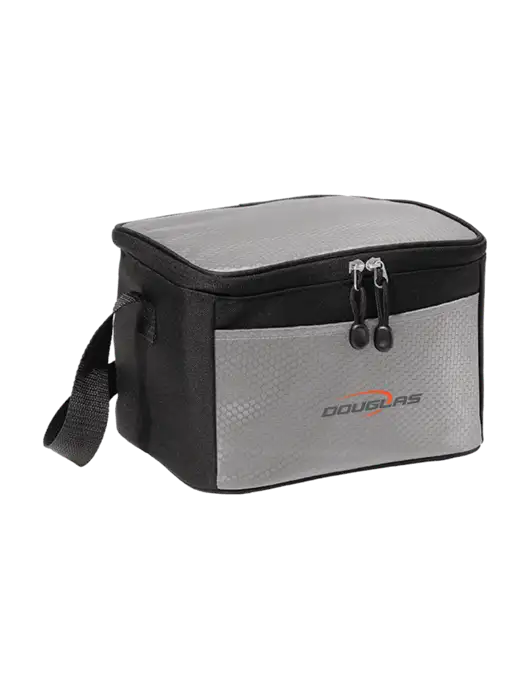 6 Can Grey/Black Cube Cooler w/Douglas Machine Logo