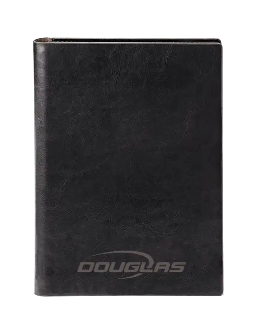 Fabrizio Black 7 x 9.625 Padfolio & Notepad w/Douglas Machine Logo