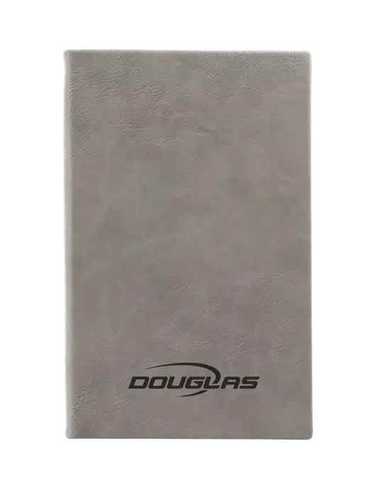 Grey Leatherette 5.25 x 8.25 Journal w/Douglas Machine Logo
