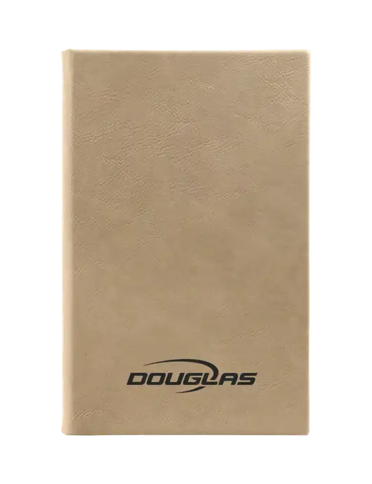 Tan Leatherette 5.25 x 8.25 Journal w/Douglas Machine Logo