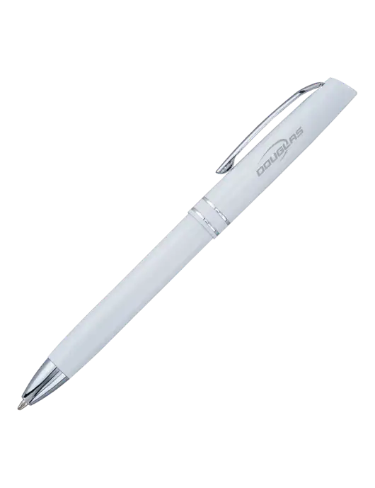 White Anguilla Black Ink Pen w/Douglas Machine Logo