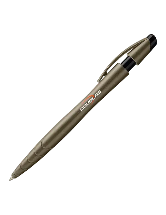 Awali Grey Metallic Pen - Black Ink w/Douglas Machine Logo
