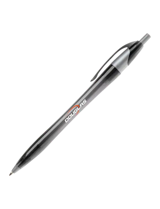 Novella Translucent Black/Silver Jewel Pen - Blue Ink w/Douglas Machine Logo