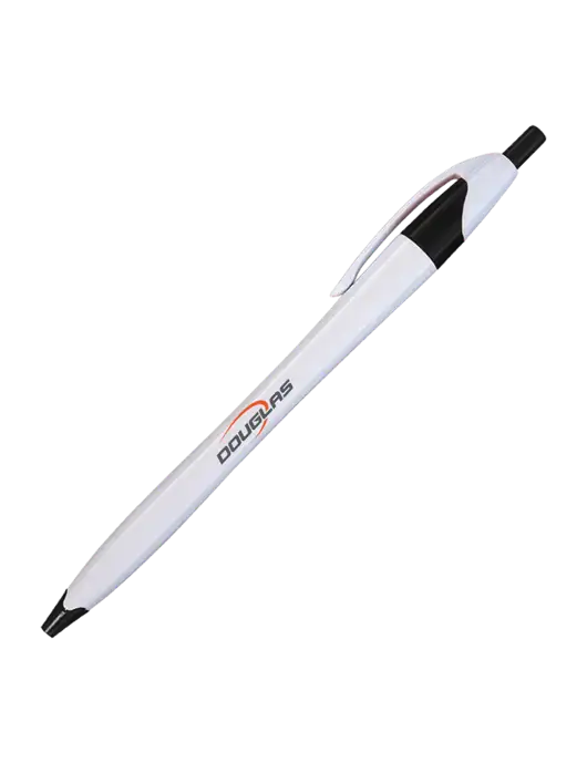 Novella White/Black Classic Pen - Blue Ink w/Douglas Machine Logo