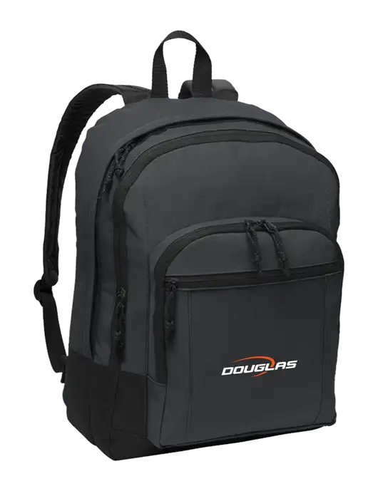Dark Grey Essential Backpack w/Douglas Machine Logo