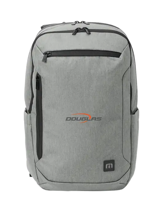 TravisMathew Light Grey Heather Duration Backpack w/Douglas Machine Logo