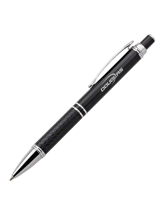 Black Stellar Scribe Pen - Black Ink w/Douglas Machine Logo