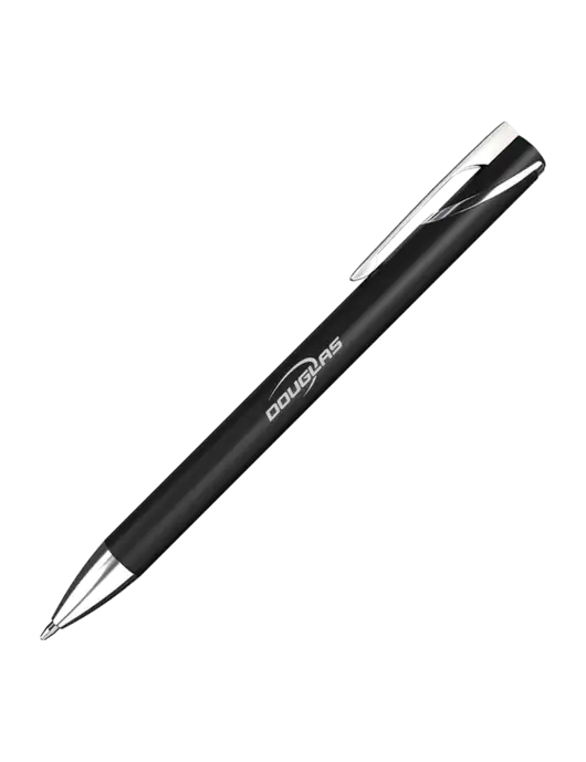 Black/Chrome HyperNova Ballpoint Pen - Black Ink w/Douglas Machine Logo