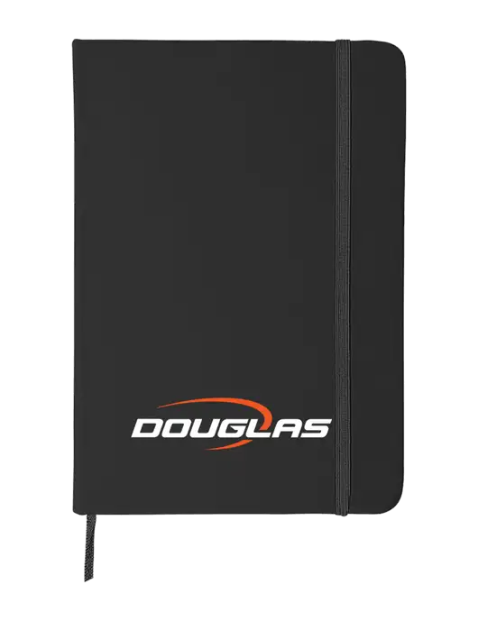 Black Comfort Touch Bound Journal 5" X 7" w/Douglas Machine Logo