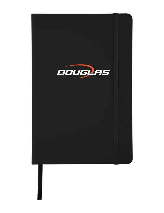 Black Comfort Touch Bound Journal 5 ¾" W x 8 ½” H w/Douglas Machine Logo