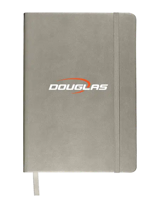 Leeman Light Medium Grey Tuscany Journal 5.75 x 8.25 w/Douglas Machine Logo