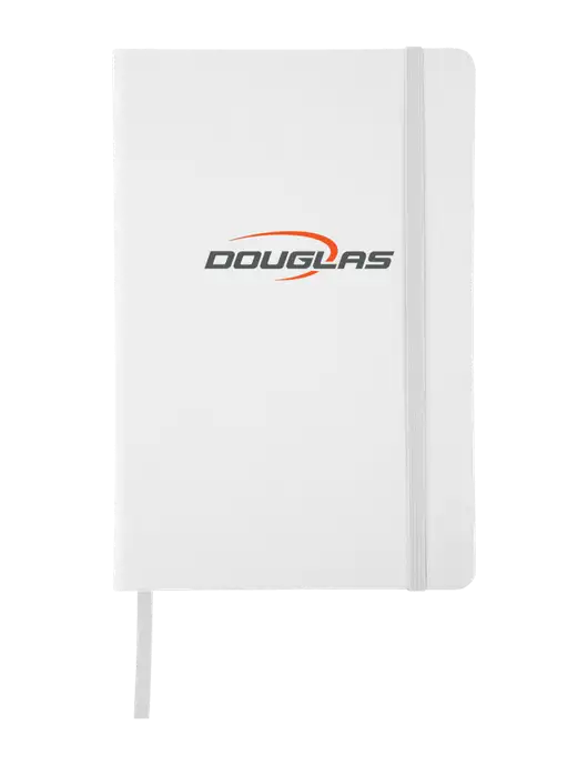 White Comfort Touch Bound Journal 5 ¾" W x 8 ½” H w/Douglas Machine Logo