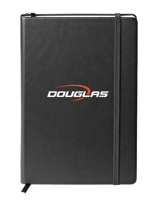 Neoskin Black Hard Cover Journal 5.75 x 8.375 w/Douglas Machine Logo
