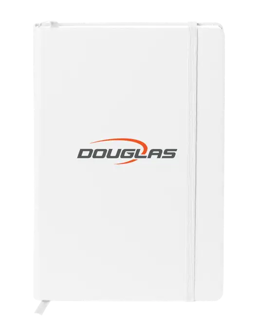 Neoskin White Hard Cover Journal 5.75 x 8.375
 w/Douglas Machine Logo