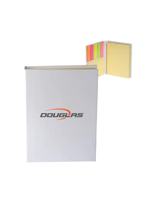 White Sticky Book Folio, 3.125 x 4.125 w/Douglas Machine Logo