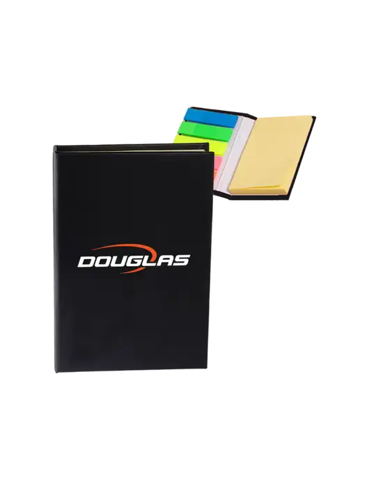 Black Micro Sticky Note Pad, 2 x 3.25 w/Douglas Machine Logo