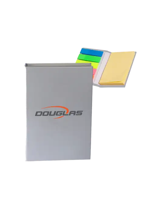 Light Medium Grey Micro Sticky Note Pad, 2 x 3.25 w/Douglas Machine Logo
