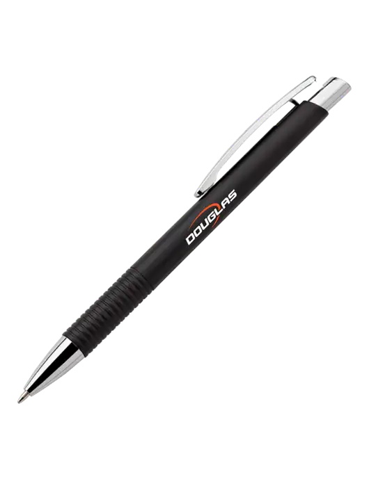 Malay Black Ballpoint Pen - Blue Ink w/Douglas Machine Logo