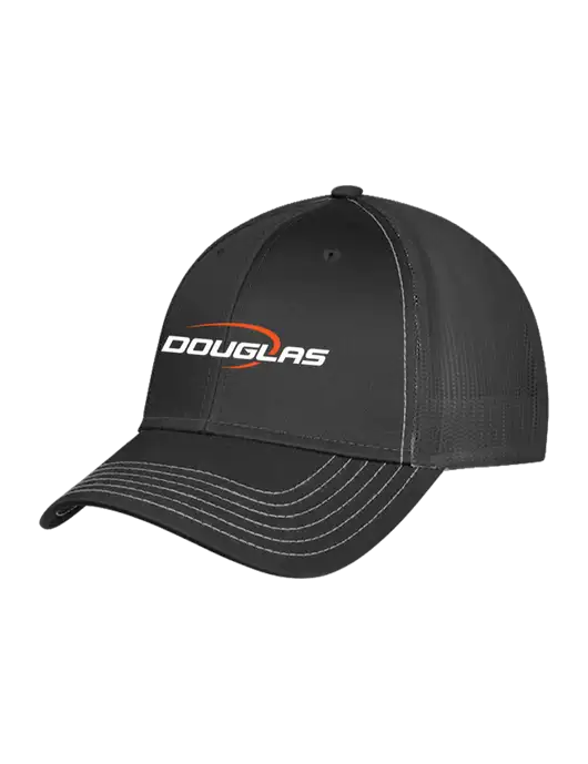 Charcoal Grey Mesh Trucker Cap Snap Back w/Douglas Machine Logo