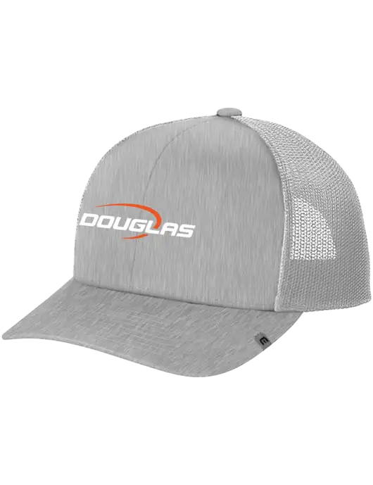 TravisMathew Light Medium Grey Heather Cruz Trucker Cap w/Douglas Machine Logo