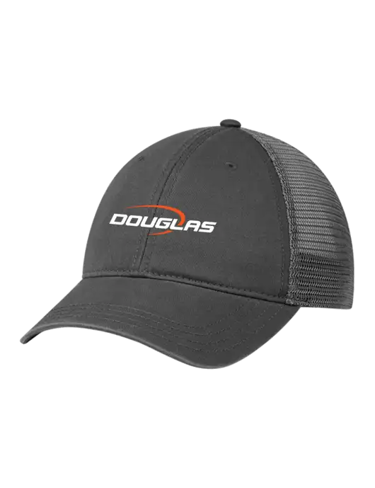 Richardson 111 Garment Washed Trucker Cap Charcoal w/Charcoal Mesh w/Douglas Machine Logo