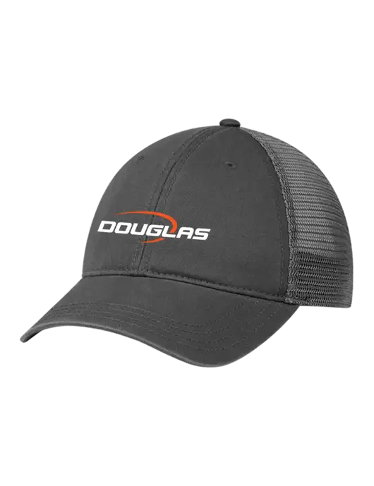 Richardson 111 Garment Washed Trucker Cap Charcoal w/Charcoal Mesh w/Douglas Machine Logo