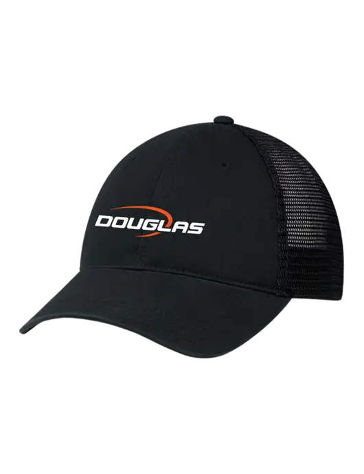 Richardson 111 Garment Washed Trucker Cap Black w/Black Mesh w/Douglas Machine Logo